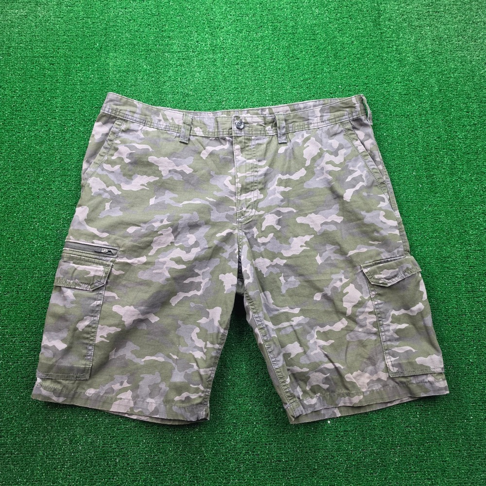 Eddie Bauer Green Gray Camo Ripstop Cargo Shorts Mens 40 Cotton Outdoors